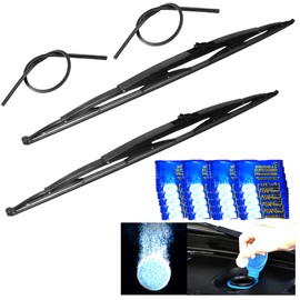 32 Inch Wiper Blade RV Pair or Motorhome rv windshield wipers 9mm 12mm J Hook with 20 Pieces Car Concentrated Washer Tablets And 2pcs Rubber Wiper Blades Refills 32"/32" 2 Pcs