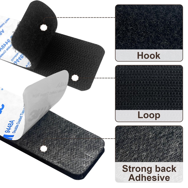 Elover Industrial Strength Sticky Back Fastener | 3x10cm 12 Pairs