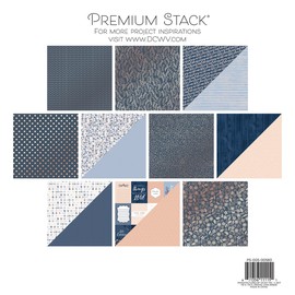 DCWV Printed Cardstock Paper 12x12, 20 Sheets of Scrapbook Paper for Crafts and Card Making, Double Sided Heavy Duty Cardstock with Foil Accents - Indigo Kraft & Rose Gold
