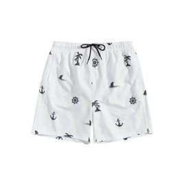 SweatyRocks Men's Swim Trunks Quick Dry Shorts with Pockets and Mesh Lining Beach White M