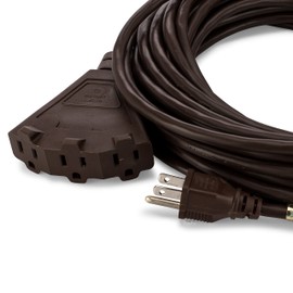 Holiday Lighting Outlet 50-Foot Brown Outdoor Extension Cord | 3 Prong Outdoor & Indoor Outlet Splitter | Perfect for Landscape Lighting