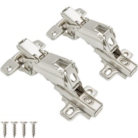 TOUCH Cabinet Hinges (1 Pair, 2 PCS) Frameless 165 Degree 3/8" Inch Half Overlay Clip-on Lazy Susan Self Close Folding Cupboard Door 3-Way Adjustable Kitchen Corner Cabinet Hinges with Screws