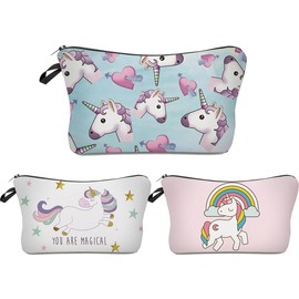 Unicorn Makeup Bag,Deanfun 3pcs/set Super Funny 3D Printing women cosmetic bag Multifuncition Pencil Holder (HZBTZ4)