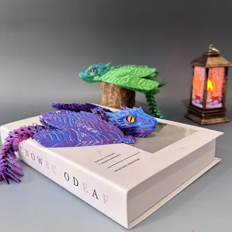 QINGMIAO 3D Printed Dragon, Feathered Wyvern Dragon, 3D Printing Toys,