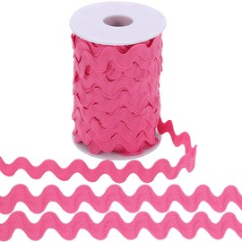 GORGECRAFT 25 Yard x 10 mm Rick Rack Trim Wave Fringe Trim Deep Pink Wavy Bending Tape RIC Rac Webbing Edge Zigzag Braid Lace Trim with Spool for DIY Sewing Craft Gift Packaging Home Decoration