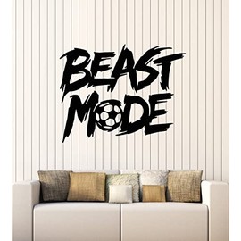 Vinyl Wall Decal Phrase Beast Mode Gym Iron Sports Bodybuilding Stickers Mural Large Decor (g6364) Black