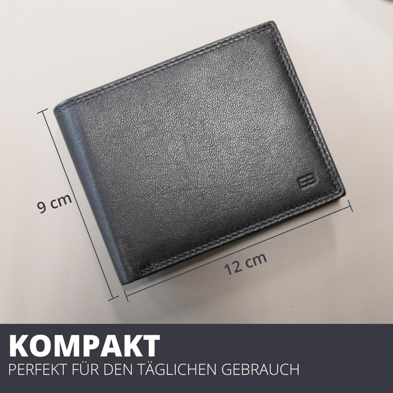 GARZINI Men's Leather Wallet with RFID Protection, Large Wallet with