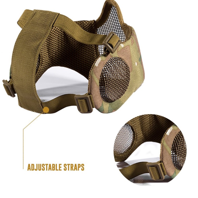 OneTigris Airsoft Mask Foldable Half Mesh Face Mask Face Protection