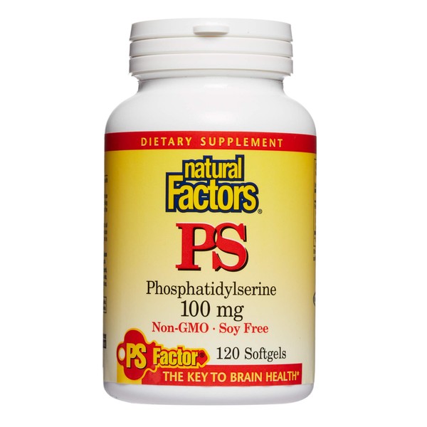 Natural Factors, Phosphatidylserine, Support for Memory, Concentration and Brain Functions, Soy and Gluten Free, 120 Softgels