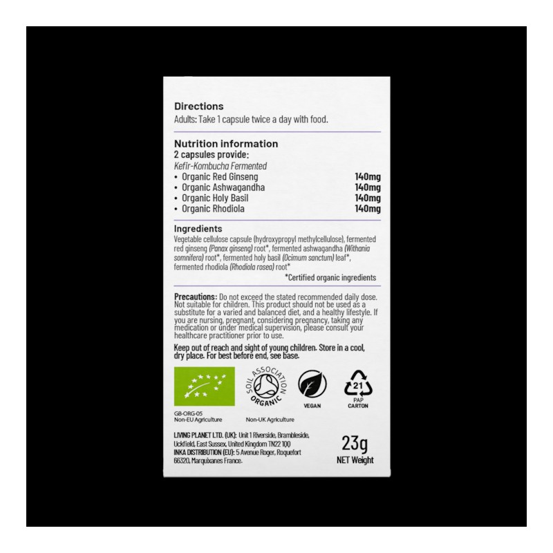 Living Nutrition Organic Fermented True Adaptogens 60 Capsules