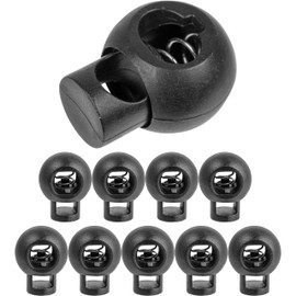 Cord Stopper, 1-Hole, Pack of 10, Black, for up to Diameter 7 mm Cords, Band Clamp Jacket, Clothing, Backpack, Rubber Cord Stopper, Quick Release Shoelaces, Cord Slide, Tanka Cord Stopper, Black, up