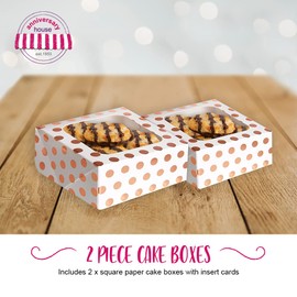 Anniversary House 2-pack Treat Boxes, Rose Gold Polka Dot Foil Print, Cookie and Brownie Box, 7.5 x 16 x 16CM, J104