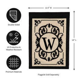 Cambridge Monogram Garden Applique Flag, Letter W - 13 x 1 x 18 Inches