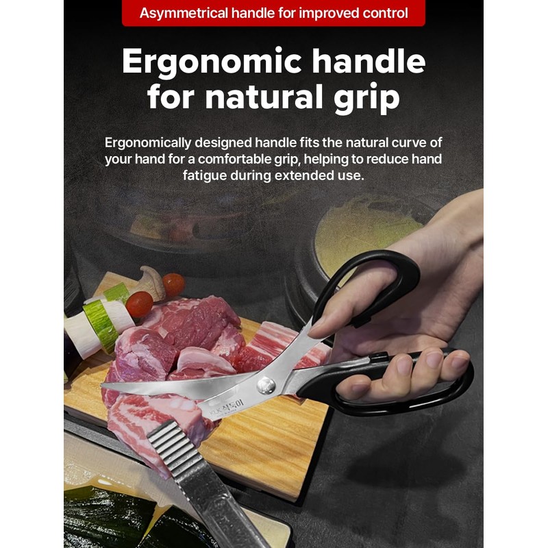 OBNOCHE Made in Korea, Korean Barbecue Scissors, Meat, Chicken, Vegetables,