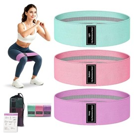 Janety Ligas de Resistencia para Ejercicio Set de 3 Niveles, Bandas de Tela Antideslizantes para Glúteos y Piernas, Entrenamiento Fitness en Casa, Gim