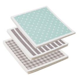 Martha Stewart Swedish Kitchen Absorbent Sponge Dish Cloths, Polka Dot, Stripes, and Gingham Assorted Prints, 12 Count
