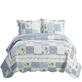 Royal Hotel Bedding Brea Oversized Coverlet Set, Luxury Printed Design Quilt, Bedspread - Filled Quilts - Fits Pillow top Mattresses - 3PC Set - Queen Size