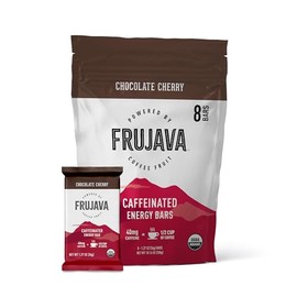 Frujava Organic Caffeinated Energy Bars - Chocolate Cherry - Powered By Coffee Fruit - 40mg of Natural Caffeine - Plant Based, Gluten-Free (Pack of 8)