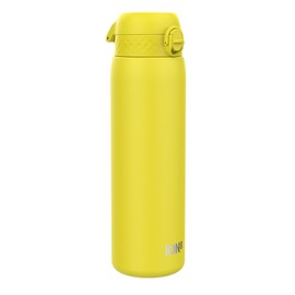 Ion8 Vacuum Insulated Stainless Steel 1 Litre Water Bottle, 920 ml/31 oz, Leak Proof, Easy to Open, Secure Lock, Dishwasher Safe, Carry Handle, Metal Water Bottle, Ideal for Sports and Yoga, Yellow