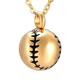 Vjajaly Baseball Urn Necklace for Ashes Stainless Steel Cremation Jewelry Memorial Pendant Keepsake Human Ashes Holder Women Men (Gold)