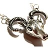 Goat Head Pendant Necklace Baphomet Aries Capricorn Silvertone Big Horn