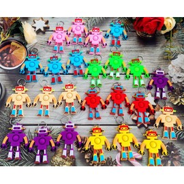24 Packs Bulk Robots Mini Pop Fidget Keychain,Boys and Girls Kids Birthday Party Favors Supplies Classroom Students Bubble Prize