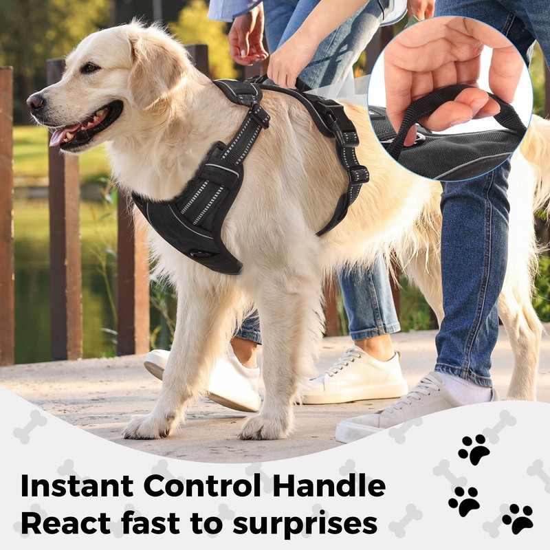 Funfox Dog Harness Large Dog, 2 Clips No Pull Vest