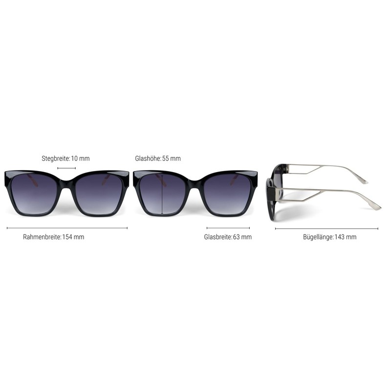 styleBREAKER 09020128 Women's Oversize Sunglasses with Wide Metal Temples, Polycarbonate