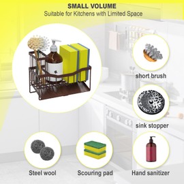 Fssvcd Maifan Sink Caddy Sponge Holder for Kitchen with Brush Holder and Stainless Steel Self Drain Tray, Rustproof Kitchen Sink Organizer for Sponge, Soap Dispenser Storage Accessories