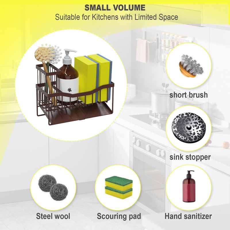 Fssvcd Maifan Sink Caddy Sponge Holder for Kitchen with Brush