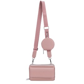 irisaa Handy Umhängetasche Damen Crossbody Bag, 3 in 1 Schultertasche mit abnehmbarer Münzbörse breitem Riemen, Multi Tasche RFID Geldbörse, DKB Farbe:Uni Altrosa