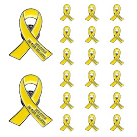 20 Pcs Funeral Ribbon Awareness Pins Memorial Lapel Brooches Forever In Our Hearts For Funeral Mourning Event (yellow)