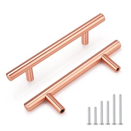 EZRENOVA 10 Pack Rose Gold Cabinet Handles and Knobs - 3 Inch (76mm) Hole Centers Solid Stainless Steel Kitchen Cabinet Hardware Pulls for Drawers, Dressers & Cabinets - Modern Cabinet Handles