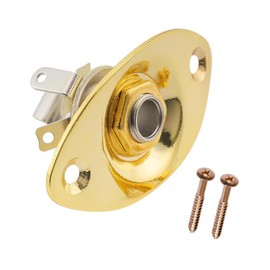 1/4" Oval Guitar Input Output Jack Plate Socket with Screws for Most Electric Guitar Replacement Parts (Gold)