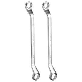 sourcing map 2pcs Offset Extra Long Box End Wrench 19 x 22 mm Metric 12 Point 45 Degree Offset Double End Box Ratcheting Wrench CR-V Polished Long Spanner Tools