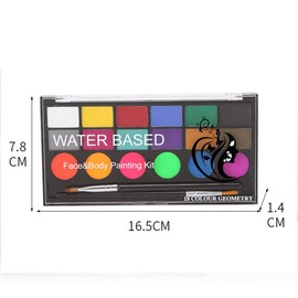 Vegena Children's make-up set, delicate and gentle, 18 make-up colours, 2 professional brushes, 40 stencils, water-based, non-toxic, safe face paint, ideal for children's parties, fancy dress,