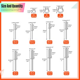 Tanstic 560Pcs Silver Aluminum Pop Rivets Kit, 8 Size Blind Rivet Fasteners with 3 Size Backup Washers Assortment Kit for Aviation Automobile Furniture Use