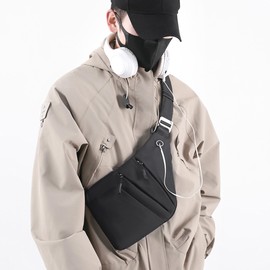 Ibalulu Gipfelfreund Anti-Theft Bag, Anti-Theft Shoulder Bag with Multiple Pockets, Shoulder Bag, Water Resistant Chest Bag, Security Bag, Travel, Anti-Theft for Men and Women, Left shoulder black