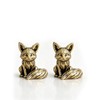 2pcs Vintage Brass Fox Figurine - Elegant Desk Ornament for