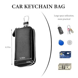 Bolsa Porta Llaves de Cuero para Automóvil, Estuche Unisex para Llavero con 6 Ganchos, Estuche Cartera con Cierre de Cremallera para Llaves Inteligent