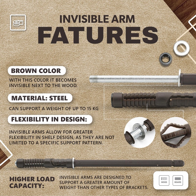 DOJA Barcelona Invisible Shelf Brackets, Pack of 10, Invisible Shelf