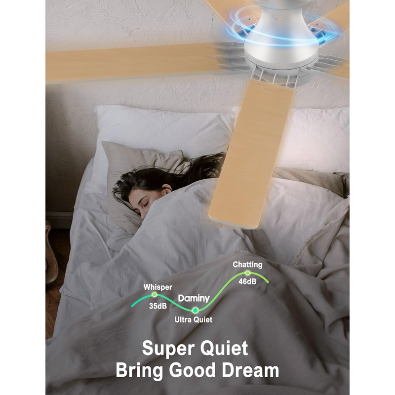 DAMINY 52 inch Ceiling Fans with Lights,5 Blades,6CCT, Remote Control