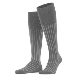 FALKE Men's Shadow Knee Socks Breathable Cotton Reinforced Men's Knee Socks Fine Flat Seam for Pressure-free Toe Ribbed Business Everyday 1 Pair, Grey Steel Melange 3164
