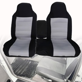 GXARTS 2Pcs Front Driver and Passenger 60/40 High Back Bench Seat Cover Black & Gray Compatible with Ford Ranger 2004 2005 2006 2007 2008 2009 2010 2011 2012 (Without Console Cover)