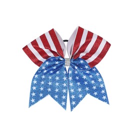 Independence Day Cheer Bow Patriotic Cheerleader Hair Bows America Flag Bows JHH36 (Glitter Bow-B)