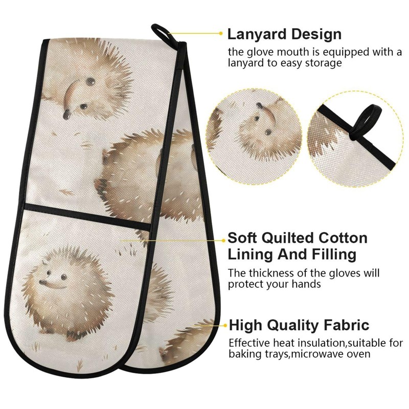 Oven Gloves Double Oven Gloves Hedgehog Forest Animals Oven Mitts