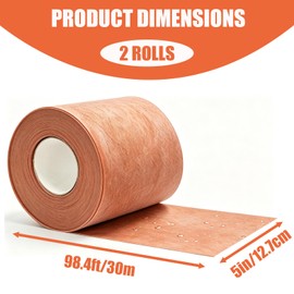2 Roll Waterproofing Membrane 5In x 98.4Ft 20 Mils Thick Tile Underlayment Seam Tape Polyethylene Fabric Shower Waterproofing Tape for Bathroom Sauna Steam Room and Wet Areas