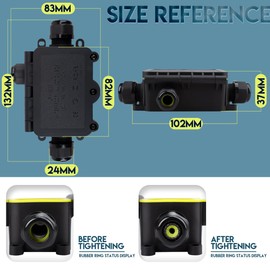 Innfeeltech LF-2068-3T Electrical Junction Box, Waterproof, Outdoor Waterproof Cable Junction Box, 3-Way for Wire Diameter 5 to 12 mm and 3.5 to 10 mm, Pack of 1