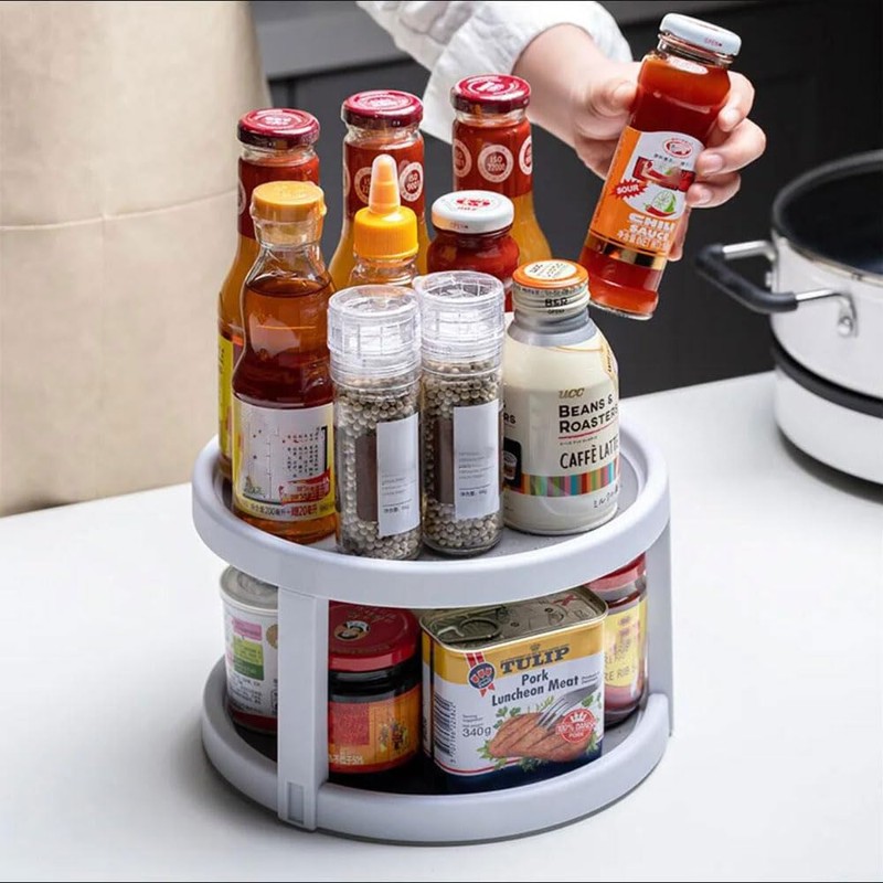 2 Tier 10 Inch Non Skid Spice Rack Turntable, 25cm
