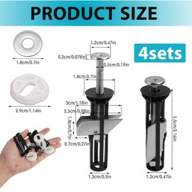 4Pack Stainless Steel Toilet Seat Fittings Kit Heavy Duty Seat Fastener Bolts with Gaskets for Blind Holes Screws Replacement Kit Universal Fit for All Toilets
